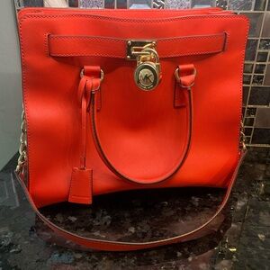 Michael Kors Vibrant Orange Shoulder Bag with Matching Wallet
